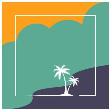 Simple tropical summer beach vector background web podcast theme illustration Stock Illustration
