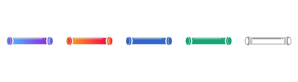 Simple Tubular Component Vector Icon Set Illustrazione stock