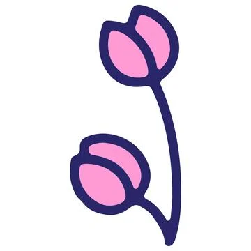 Simple tulip flower design in bright neon color Stock Illustration