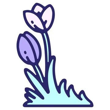 Simple tulip flower design in bright neon color Stock Illustration