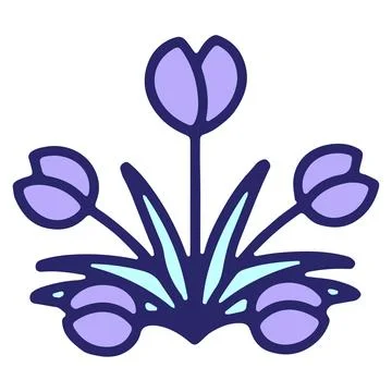 Simple tulip flower design in bright neon color Stock Illustration