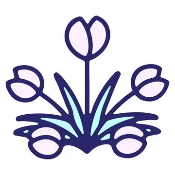 Simple tulip flower design in bright neon color Stock Illustration