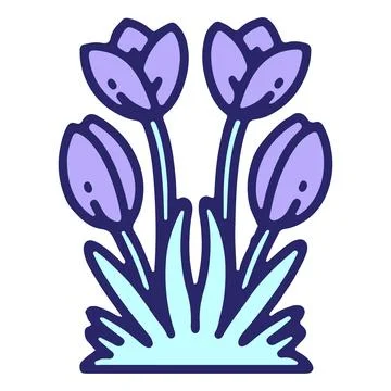 Simple tulip flower design in bright neon color Stock Illustration