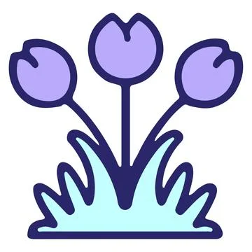 Simple tulip flower design in bright neon color Stock Illustration