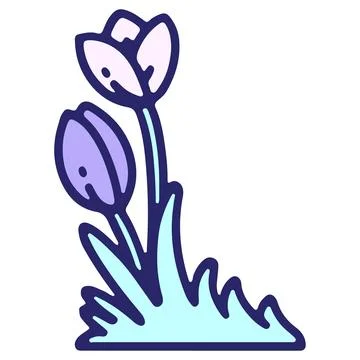 Simple tulip flower design in bright neon color Stock Illustration