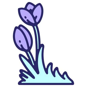 Simple tulip flower design in bright neon color Stock Illustration