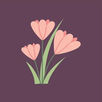Simple tulip flower illustration in flat pastel style. Perfect for spring design Illustrazione stock