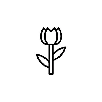 Simple tulip outline drawing showcasing botanical minimalism perfect for di.. Stock Illustration