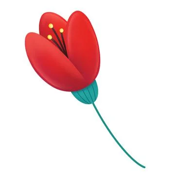 Simple tulip with red petals Stock Illustration