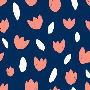 Simple Tulip Shapes Seamless Pattern Illustrazione stock