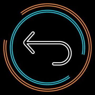 Simple Turn Back Arrow Thin Line Vector Icon Stock Illustration