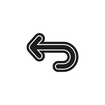 Simple Turn Back Arrow Vector Icon Stock Illustration