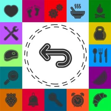 Simple Turn Back Arrow Vector Icon Stock Illustration