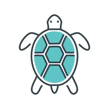 Simple turtle illustration with blue shell. This minimalist turtle illustra.. Stock Illustration