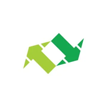 Simple two opposite arrow geometric symbol vector Stock Illustration