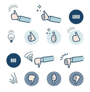 Simple type hand gesture good bad set Stock-Illustration