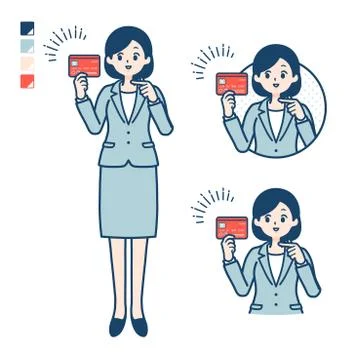 Simple type suit business woman Credit card Stock Illustration