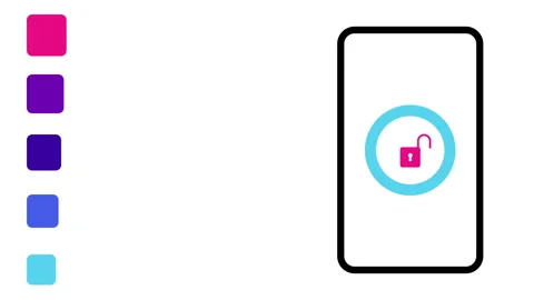 Simple UI animation showing a closed pink padlock in a turquoise-blue circular Stock Footage 310582039
