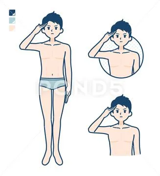 Simple underwear man salute Stock Illustration