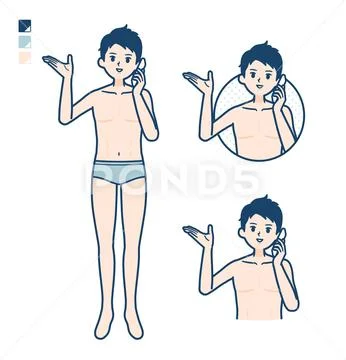 Simple underwear man smartphone-call Stock Illustration