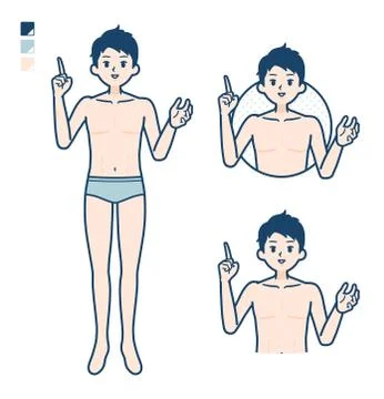 Simple underwear man speaking Stock Illustration