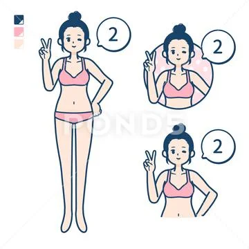 Simple underwear woman Counting as 2 Stock Illustration
