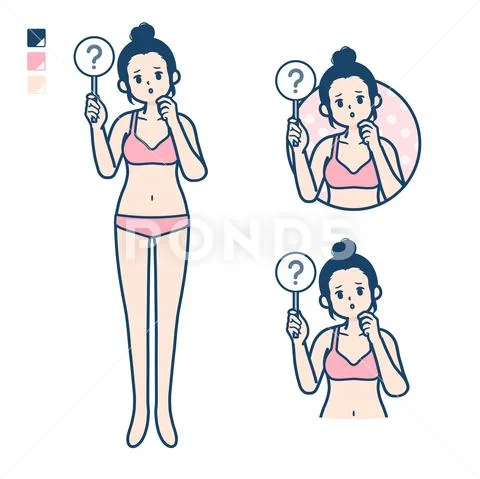 Simple underwear woman question panel Stock Illustration