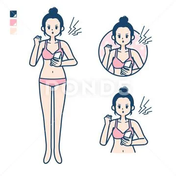 Simple underwear woman smartphone anger Stock Illustration
