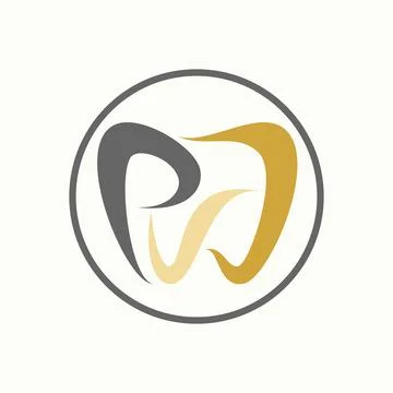 Simple but unique letter or word PVD or PVW font in tooth dental image graphic Stock Illustration