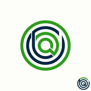 Simple but unique letter or word QBD or DBQ font on negative space circle line Stock Illustration