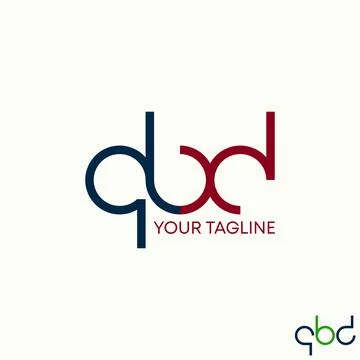 Simple but unique letter or word QBD lowercase font on connect circle cut line Stock Illustration