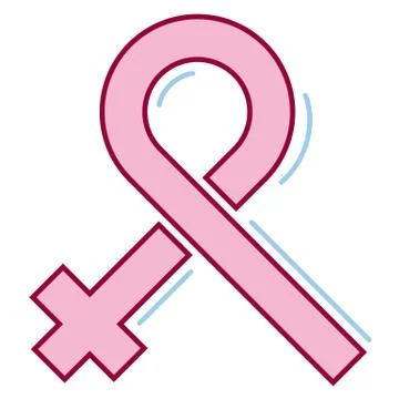 Simple Unique Pink Ribbon with Blue Shadow Stock Illustration