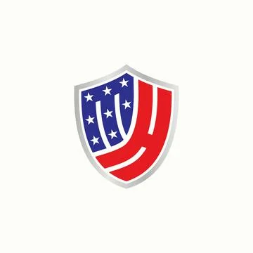Simple but unique shield or guard emblem with letter or word MH font inside Stock Illustration