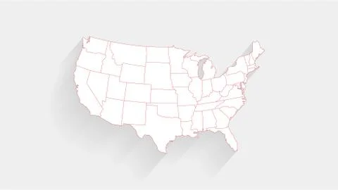 Simple United State white map on black background, vector, illustration Stock Illustration