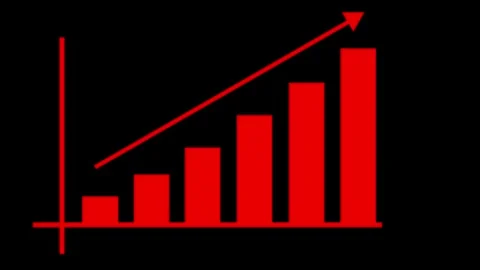 Simple upward bar chart with rising arrow growth progress and success animati Stock Footage 337176755