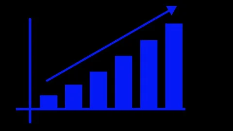 Simple upward bar chart with rising arrow growth progress and success animati Stock Footage 337176780