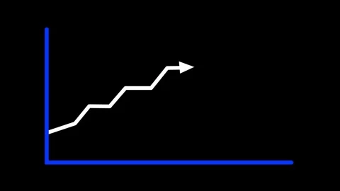 Simple upward growth arrow chart on black background Stock Footage 333782277