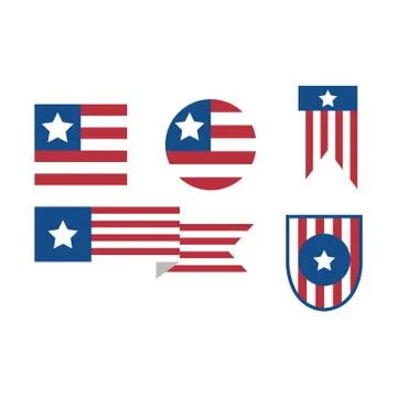 Simple USA Flag Emblem Bundle Stock Illustration