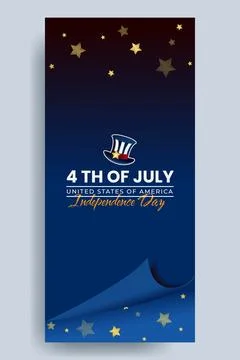 Simple USA Independence Day Vertical Banner Stock Illustration