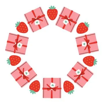 Simple valentines day circle frame. Round love themed border made of different Stock Illustration