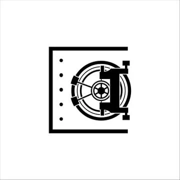Simple vault door logo wealth protection sign secure money and finance symbol Stock Illustration