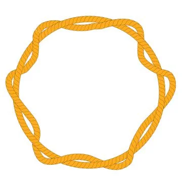 Simple Vector 2 line Circle Shape Frame from Brown Rope, at White Background Illustrazione stock