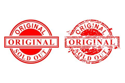 Simple Vector 2 Style Red Rust and Clean Circle Rubber Stamp, 100% Original,  Stock Illustration