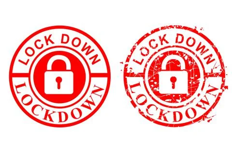 Simple Vector 2 Style Red Circle Rust Grunge and Clean Red Rubber Stamp, Lock Stock Illustration
