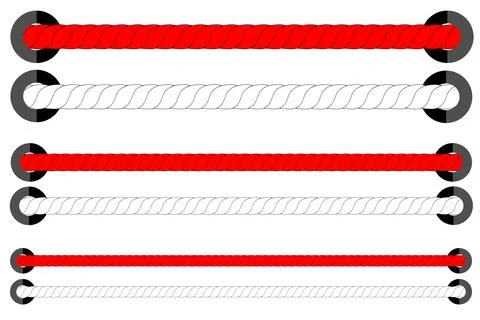 Simple Vector, 3 Different Size, Red and White Horizontal Rope, for Indonesia Illustrazione stock