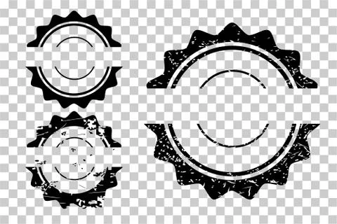 Simple Vector 3 Style Black Blank Circle Rubber Stamp, at transparent effect  Illustrazione stock