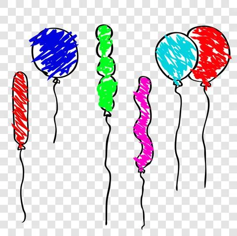 Simple Vector, 4 hand draw Balloon at transparent effect background Stock Illustration