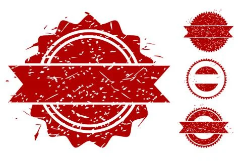 Simple Vector 4 Style Red Blank Circle Rubber Stamp Effect, isolated on white 스톡 일러스트