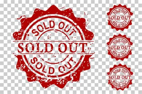 Simple Vector 4 style Vector Scratch Red Circle Rubber Stamp, Sold Out, at tr Stock Illustration