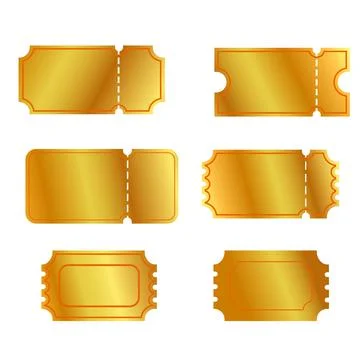 Simple Vector 6 style golden ticket or coupon Stock Illustration